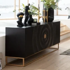 Zwart dressoir met houtsnijwerk - Kare Design Madeira Dark