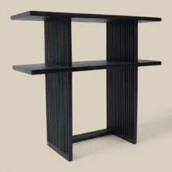 Zwarte sidetable teak latjes - Bodio Teak Slats