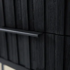 Zwarte wandtafel teak latjes - Bodio Teak Slats