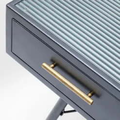 Zwart metalen bureau ribbelglas - Kare Design Gomera