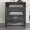 Zwart nachtkastje ribbelglas - Kave Home Trixie
