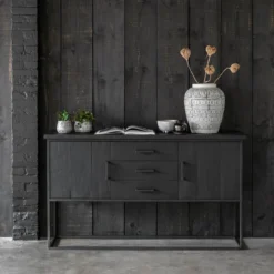 Zwart teak dressoir industrieel design - DTP Home Timeless Back Beam
