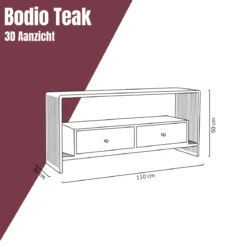 Zwart tv-meubel teak latjes - Bodio Teak Slats