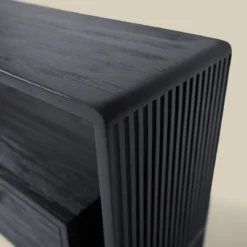Zwart tv-meubel teak latjes - Bodio Teak Slats