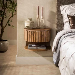Zwevend nachtkastje hout met legplank - Giani Ridge