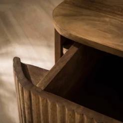 Zwevend nachtkastje hout ribbels - Giani Wave