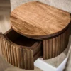 Zwevend nachtkastje rond hout - Giani Wave Rond XS